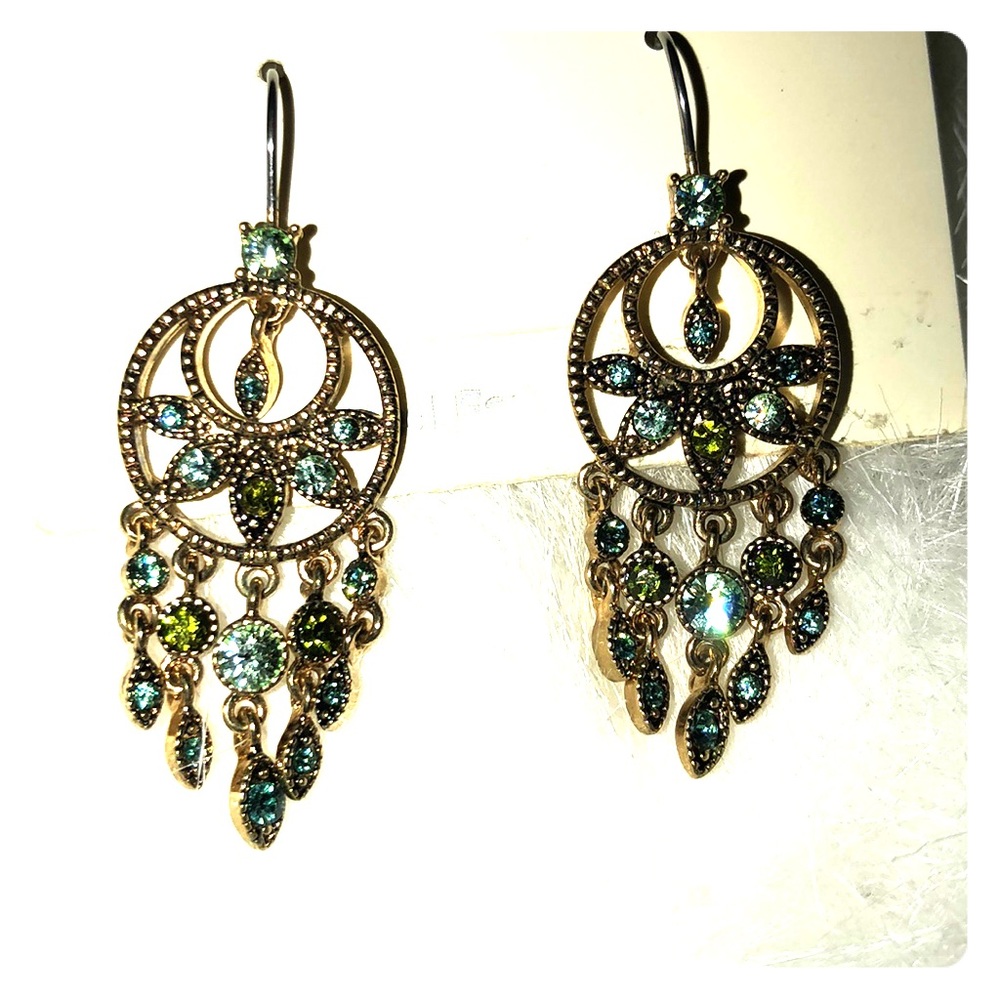 Gold and Green Stone Earrings